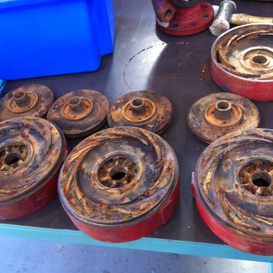 Multistage pump internals, 12 months after 2011 Brisbane floods